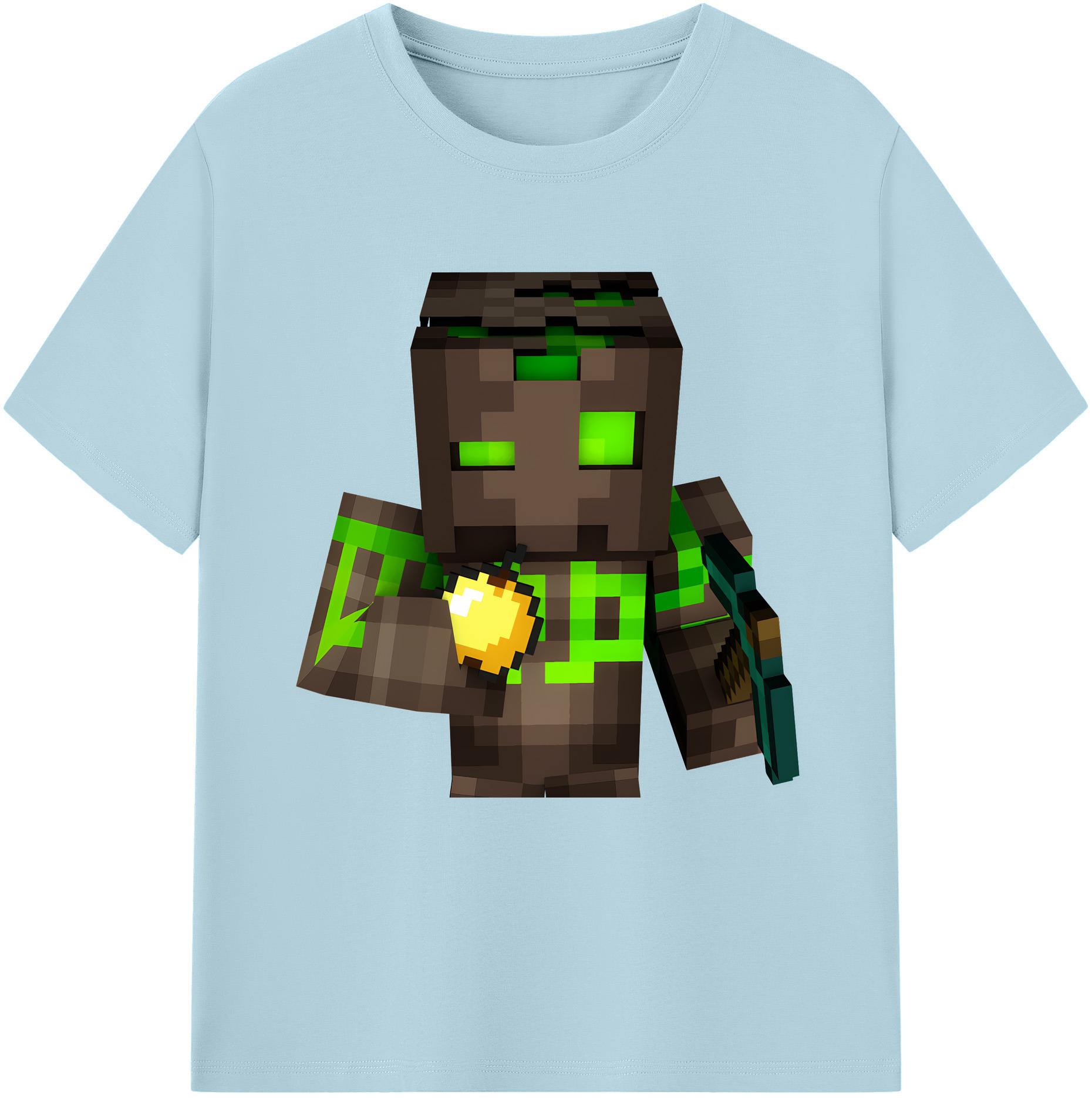 （画像用） マインクラフト ブロックの世界 Minecraft MC Block world 綿100％半袖Tシャツ（フロントプリント）